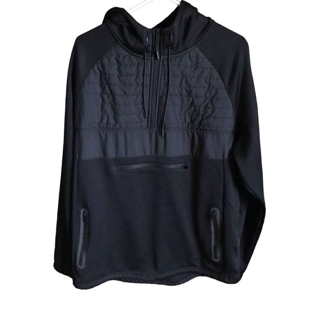 CSG mens pullover 1/4 zip sweatshirt golf Size Large black fleece lined